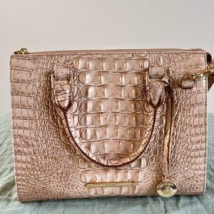 Brahmin Metallic Embossed Leather Satchel